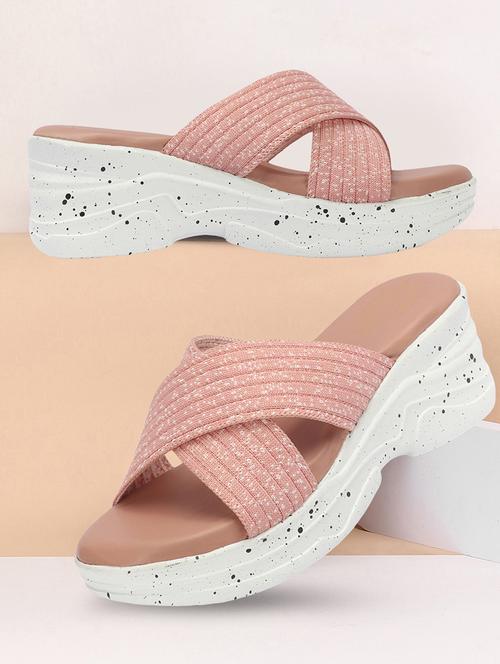 women peach slip on wedges - 21679992 -  Standard Image - 0