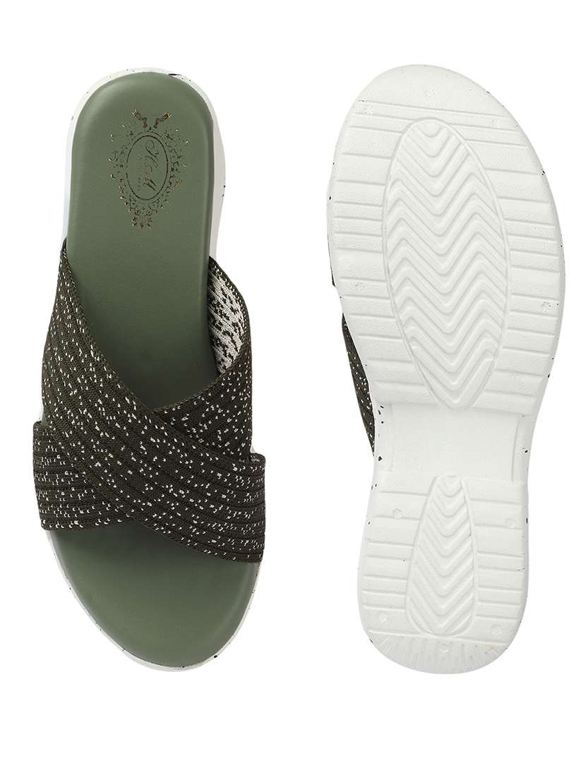 women olive slip on wedges - 21679993 - Standard Image - 4