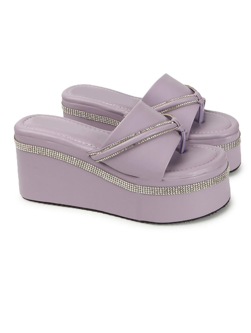 women lavender slip on wedges - 21679995 -  Standard Image - 1