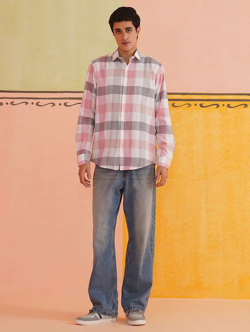 men checkered long sleeve casual shirt - 21679999 -  Standard Image - 4