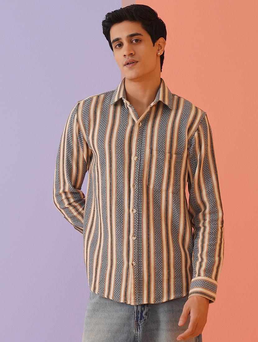 men striped long sleeve casual shirt - 21680037 -  Standard Image - 1