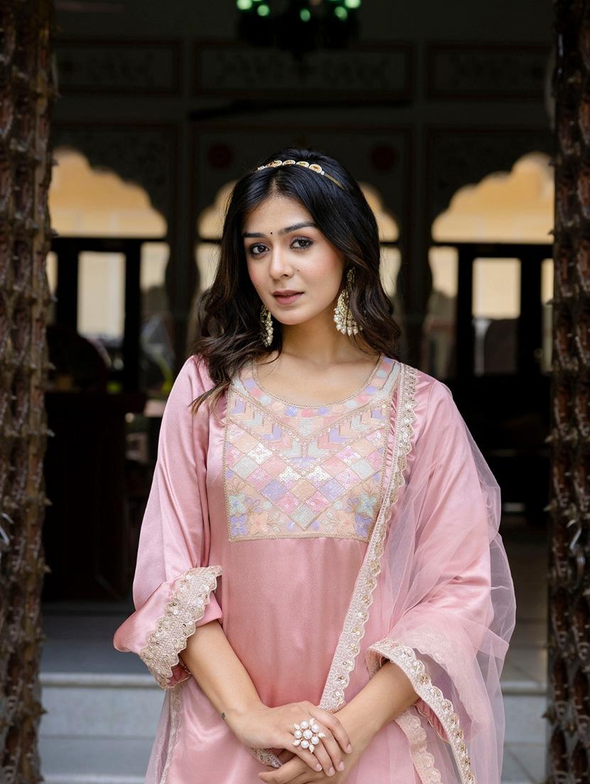 women sequin work kurta sharara set with dupatta - 21680208 - Standard Image - 4
