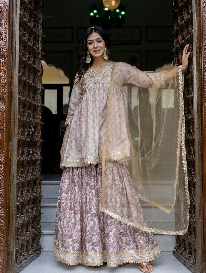 women paisley kurta sharara set with dupatta - 21680210 - Standard Image - 1