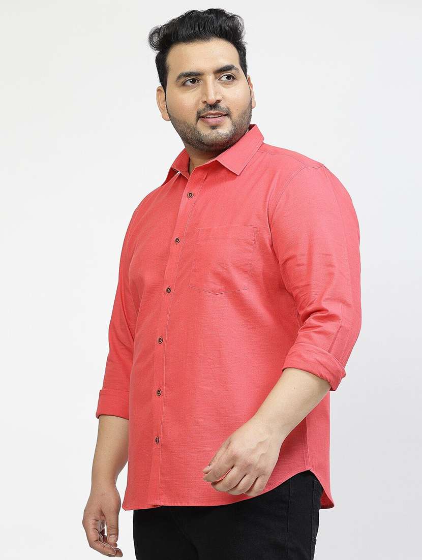 men plus size solid collared long sleeves shirt - 21680264 -  Standard Image - 1