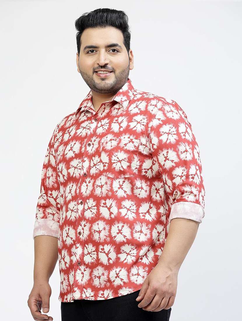 men plus size printed collared short sleeves shirt - 21680287 -  Standard Image - 1