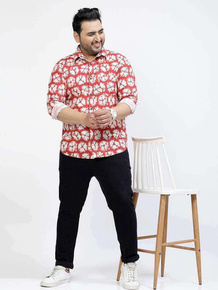 men plus size printed collared short sleeves shirt - 21680287 -  Standard Image - 4