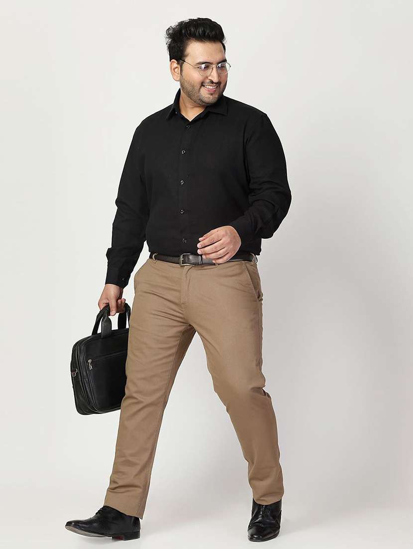 men solid plus size formal shirt - 21680296 - Standard Image - 4