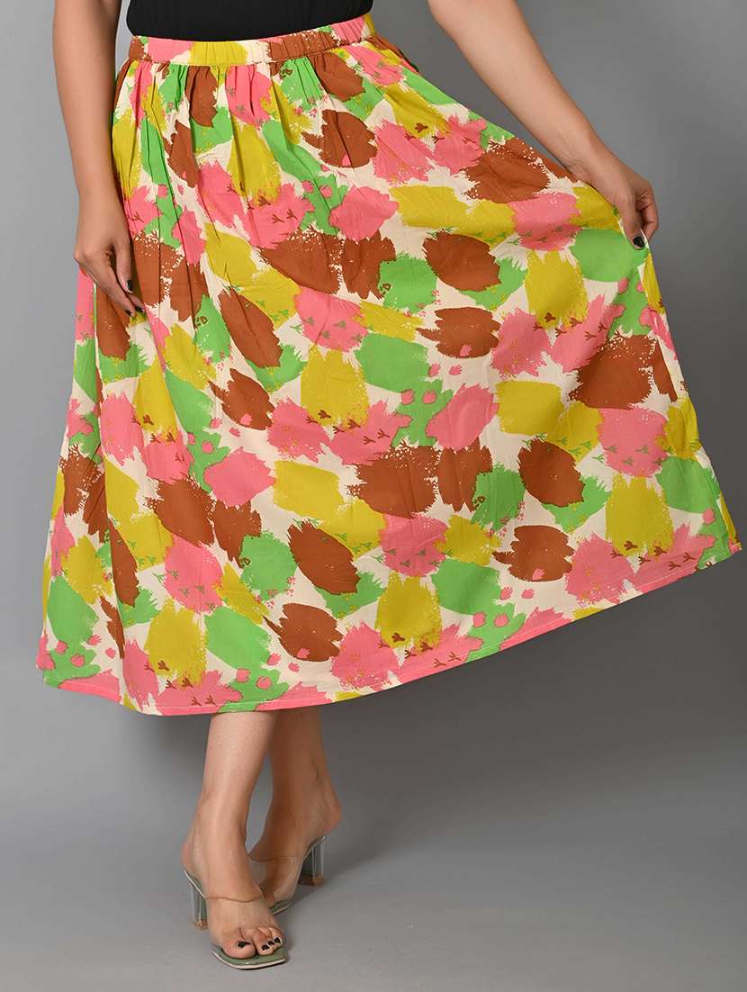 women mid rise printed flared skirt - 21680324 -  Standard Image - 1