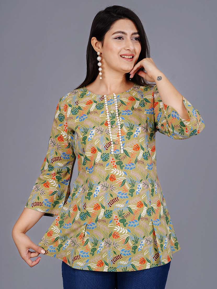 women round neck printed regular tunic