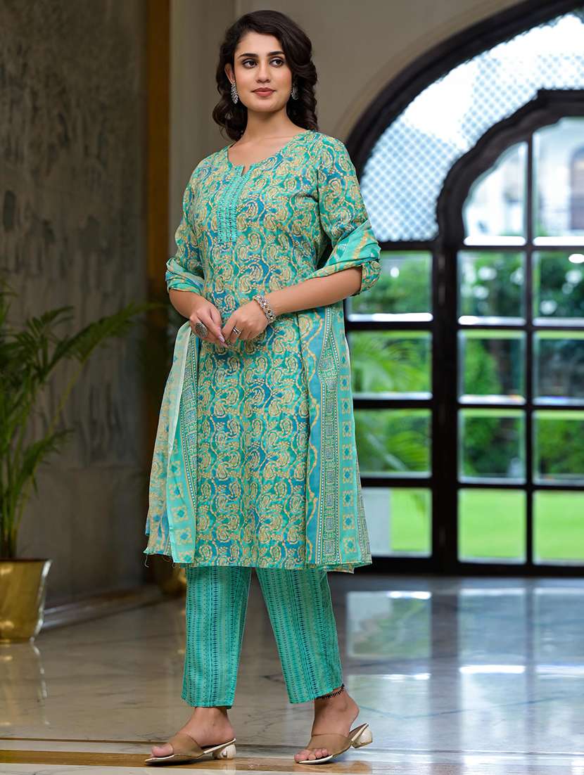 women paisley printed kurta salwar set with dupatta - 21680544 -  Standard Image - 1