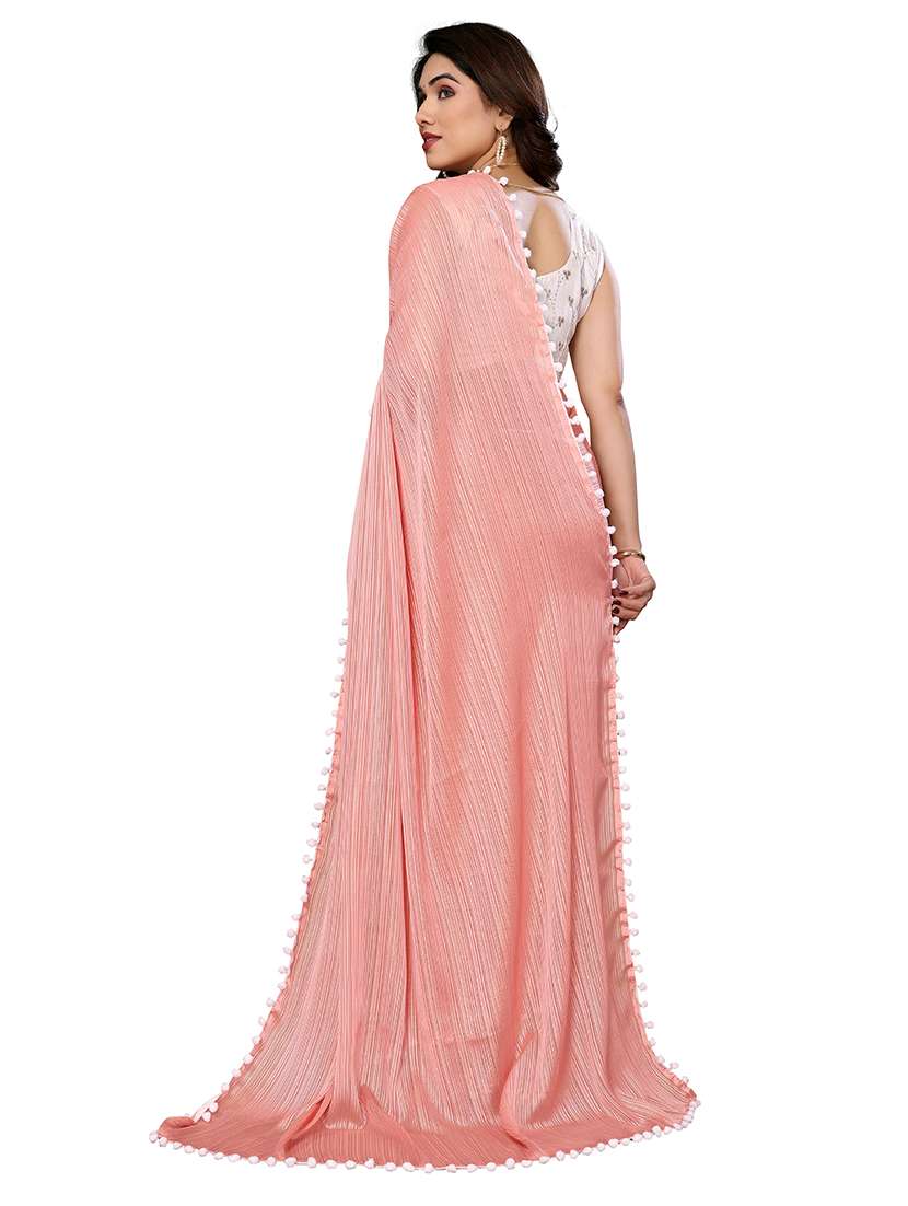 women solid plain saree with blouse - 21680560 - Standard Image - 1