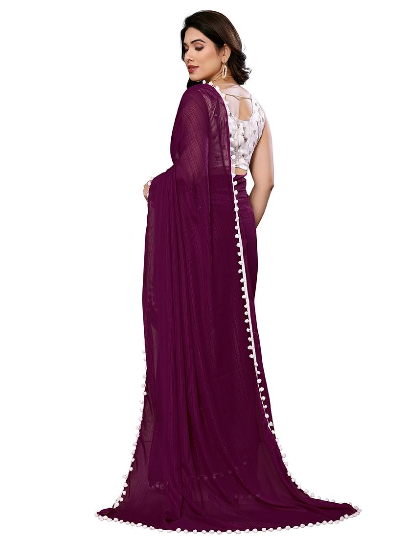 women solid plain saree with blouse - 21680562 - Standard Image - 1