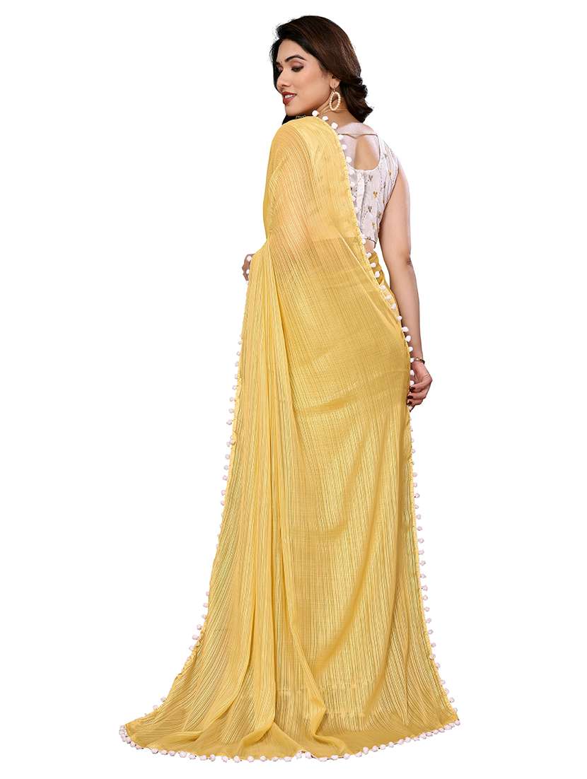 women solid plain saree with blouse - 21680564 -  Standard Image - 1