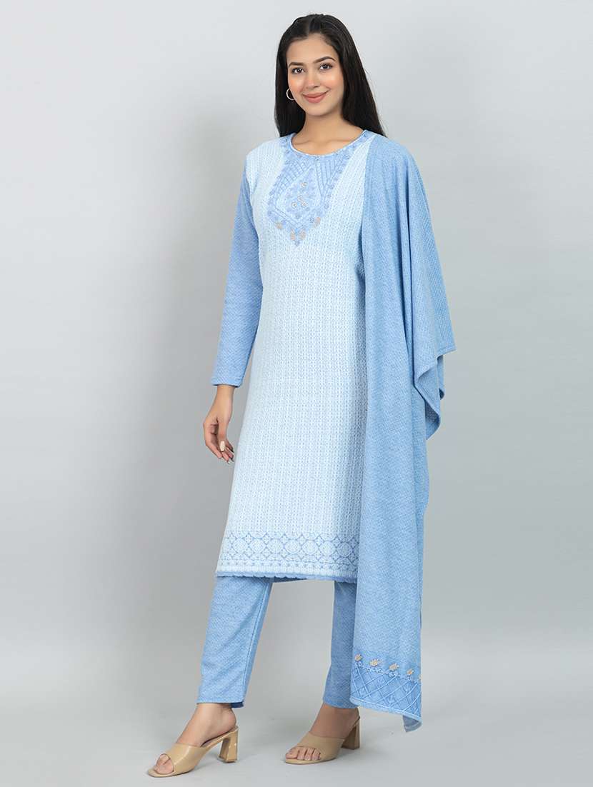 women self design long sleeve suit set - 21680903 -  Standard Image - 1