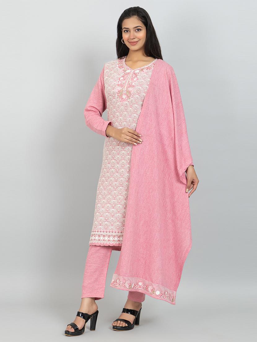 women self design long sleeve woollen suit set - 21680910 - Standard Image - 1