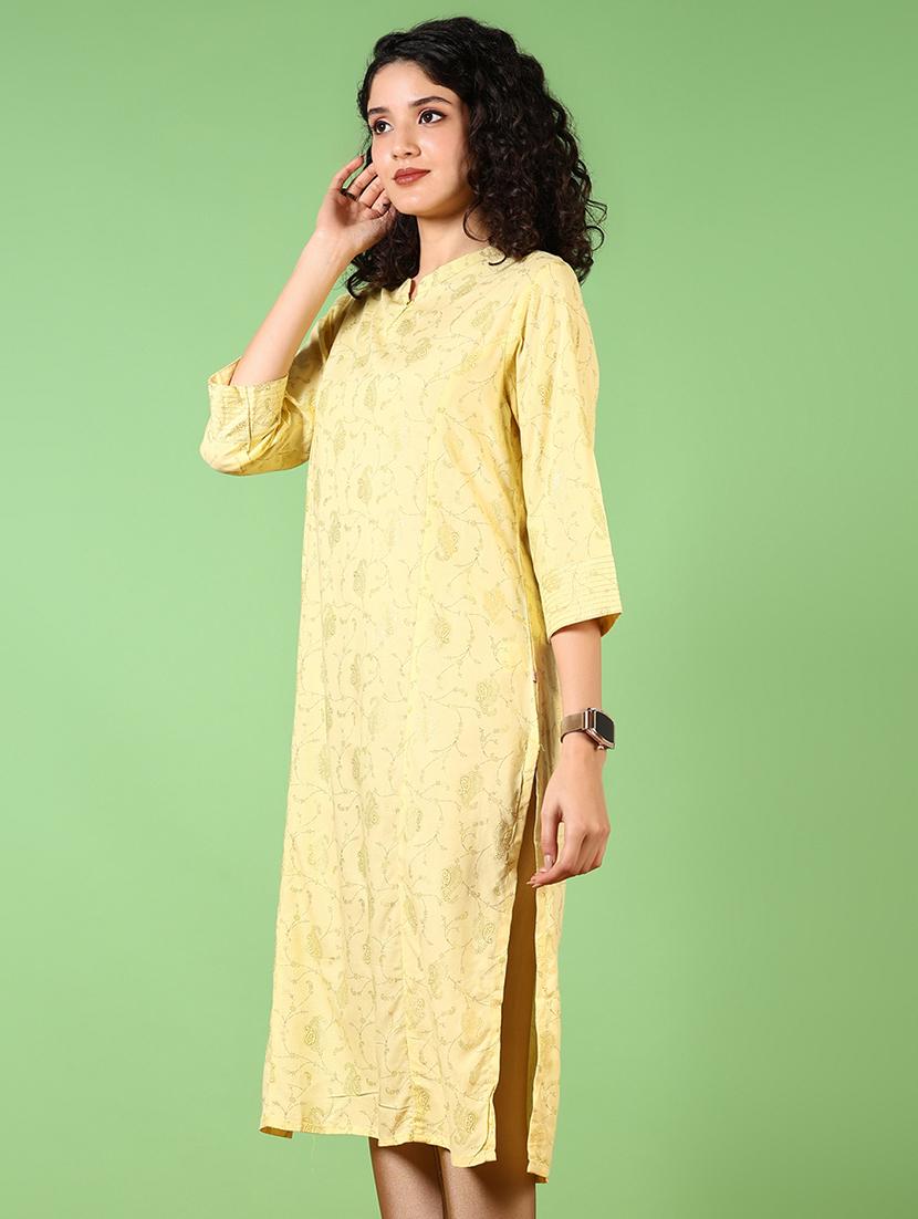 women mandarin neck printed straight kurta - 21681027 - Standard Image - 1