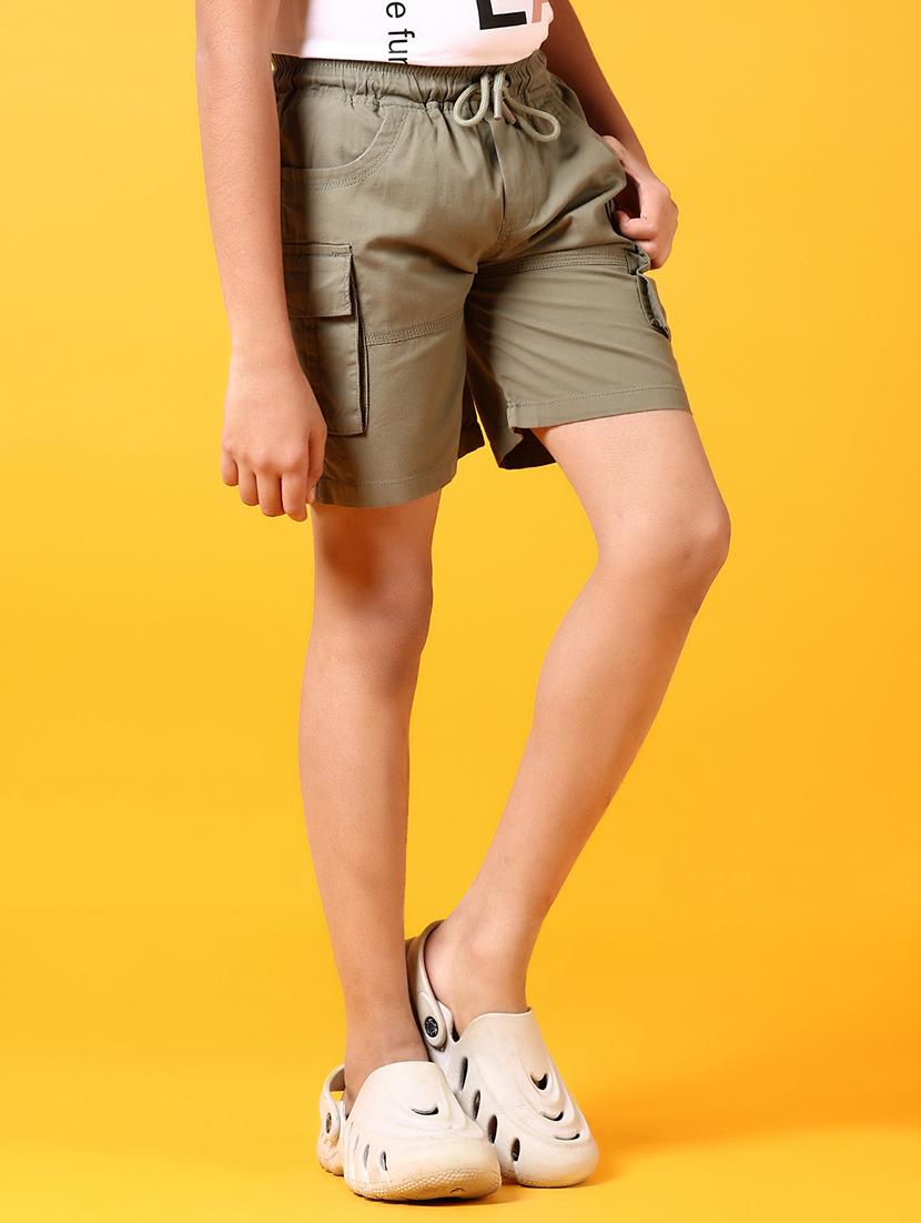 boys mid rise solid cargo shorts  - 21681041 -  Standard Image - 1