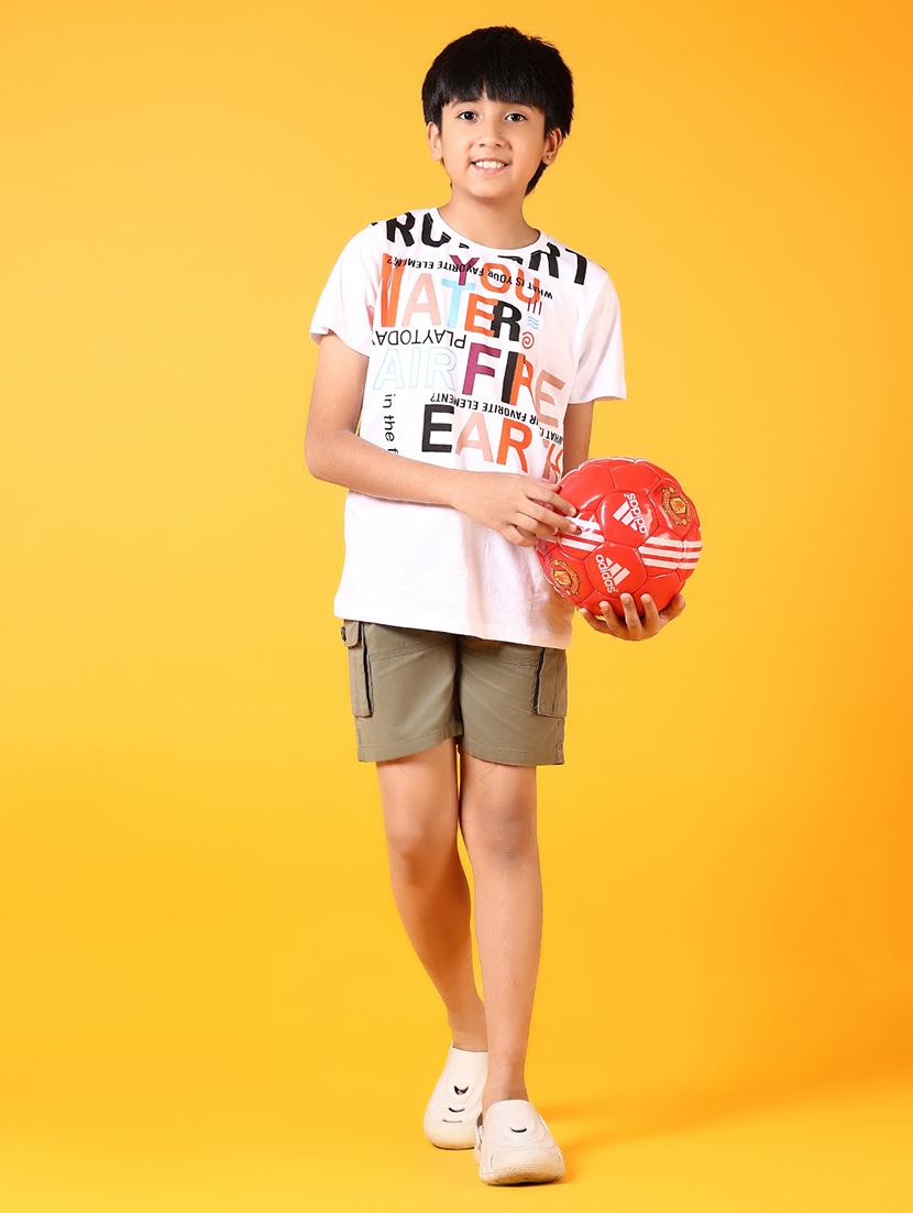 boys mid rise solid cargo shorts - 21681041 - Standard Image - 4