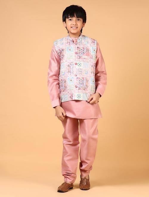 boys pink long sleeve sherwani set - 21681065 - Standard Image - 0