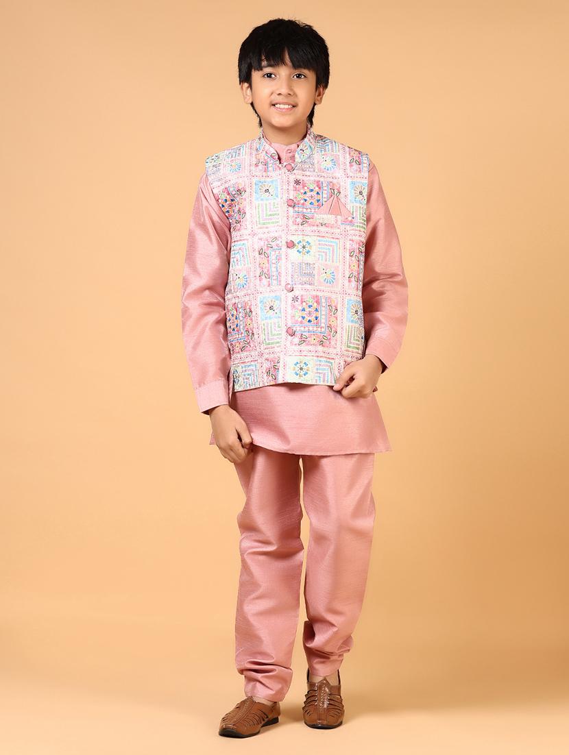 boys pink long sleeve sherwani set - 21681065 - Zoom Image - 0