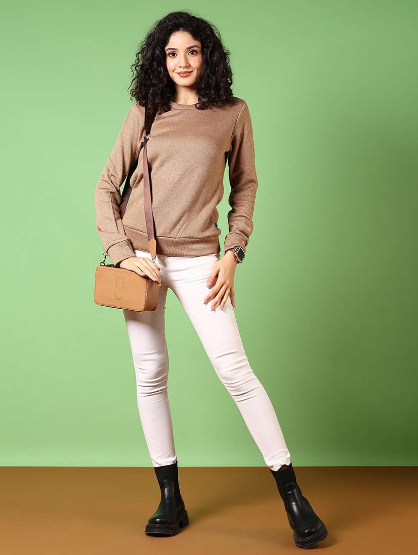 women solid long sleeve pullover - 21681095 -  Standard Image - 4