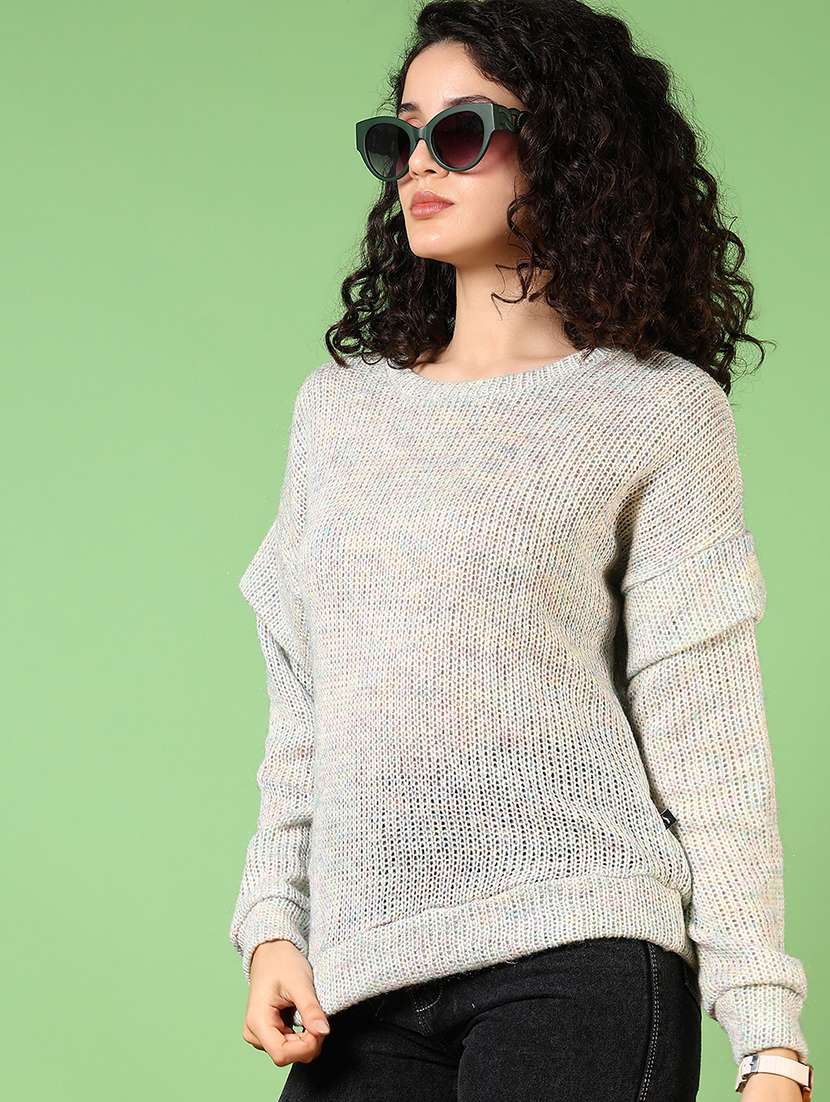 women solid long sleeve pullover - 21681098 -  Standard Image - 1