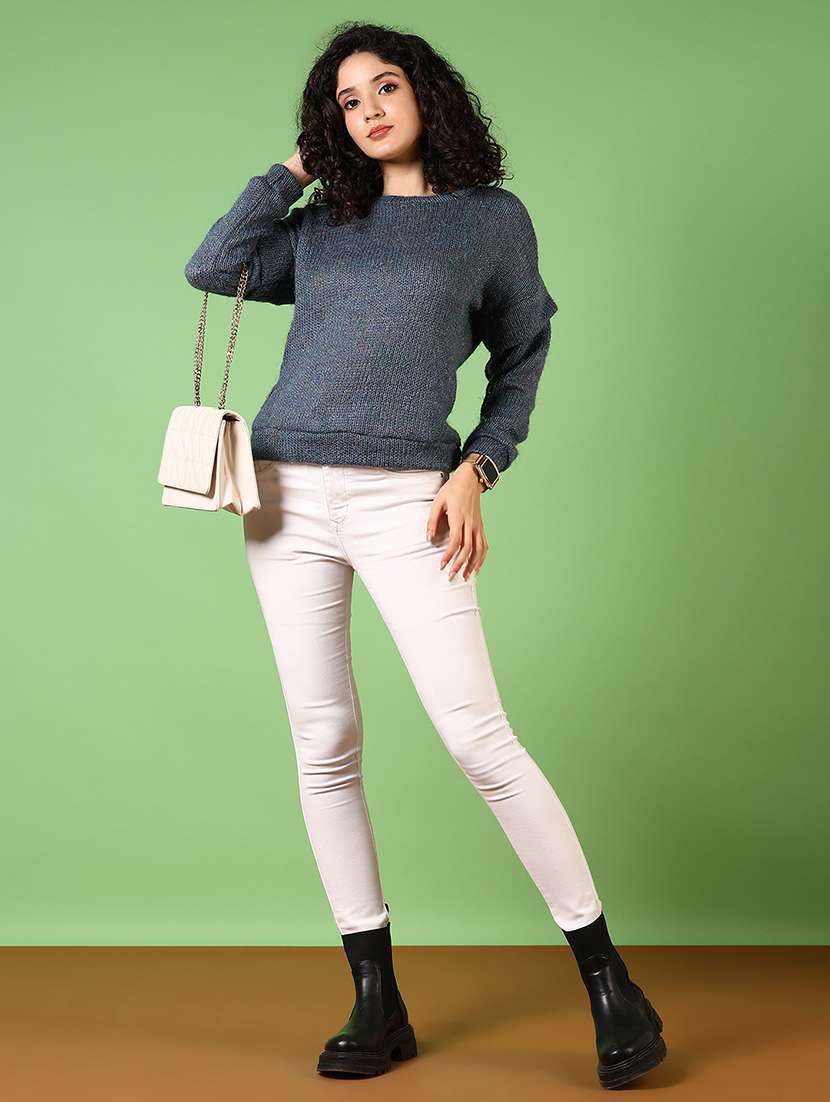 women solid long sleeve pullover - 21681099 -  Standard Image - 4