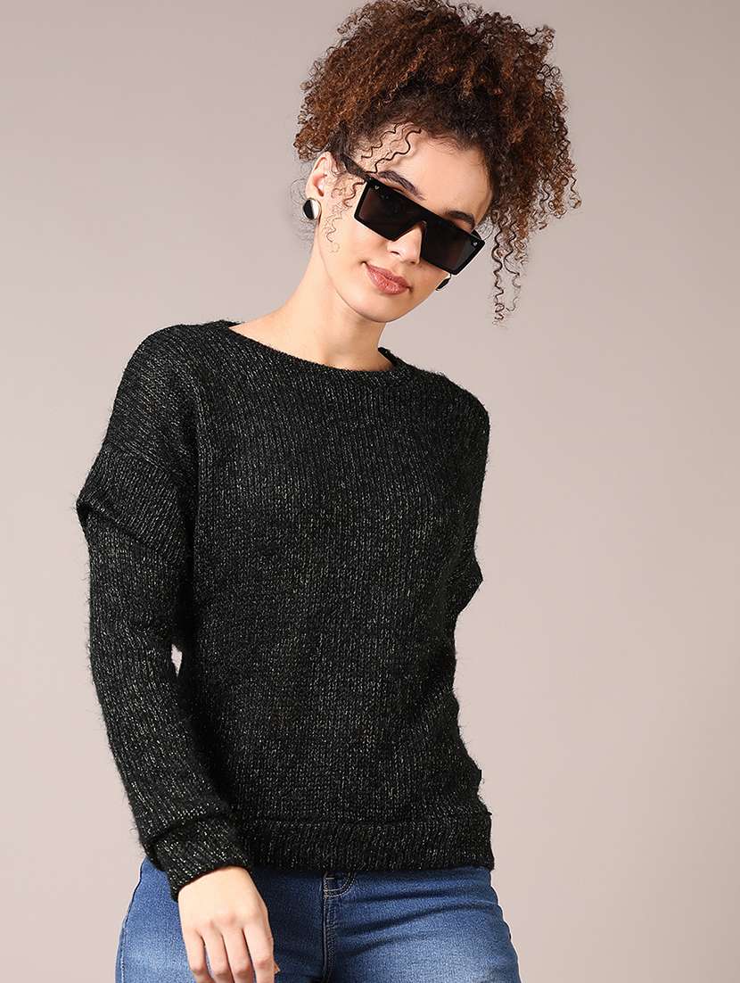women solid long sleeve pullover - 21681101 -  Standard Image - 1