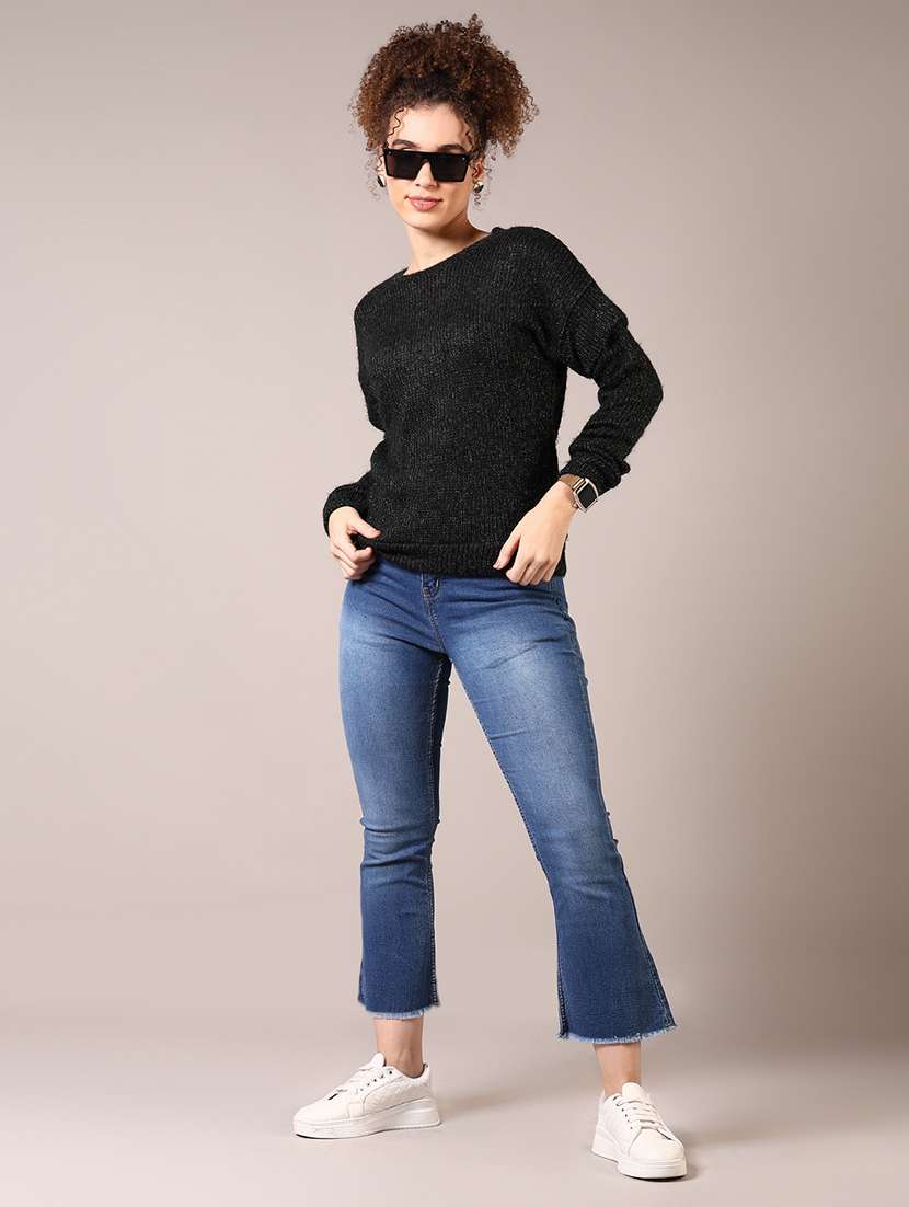 women solid long sleeve pullover - 21681101 -  Standard Image - 4