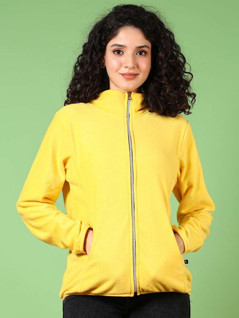 Women Yellow Solid Long Sleeve Regular Jacket - 21681155 -  Standard Image - 1