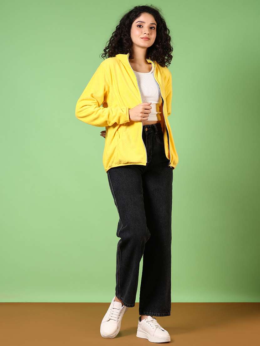 Women Yellow Solid Long Sleeve Regular Jacket - 21681155 -  Standard Image - 4