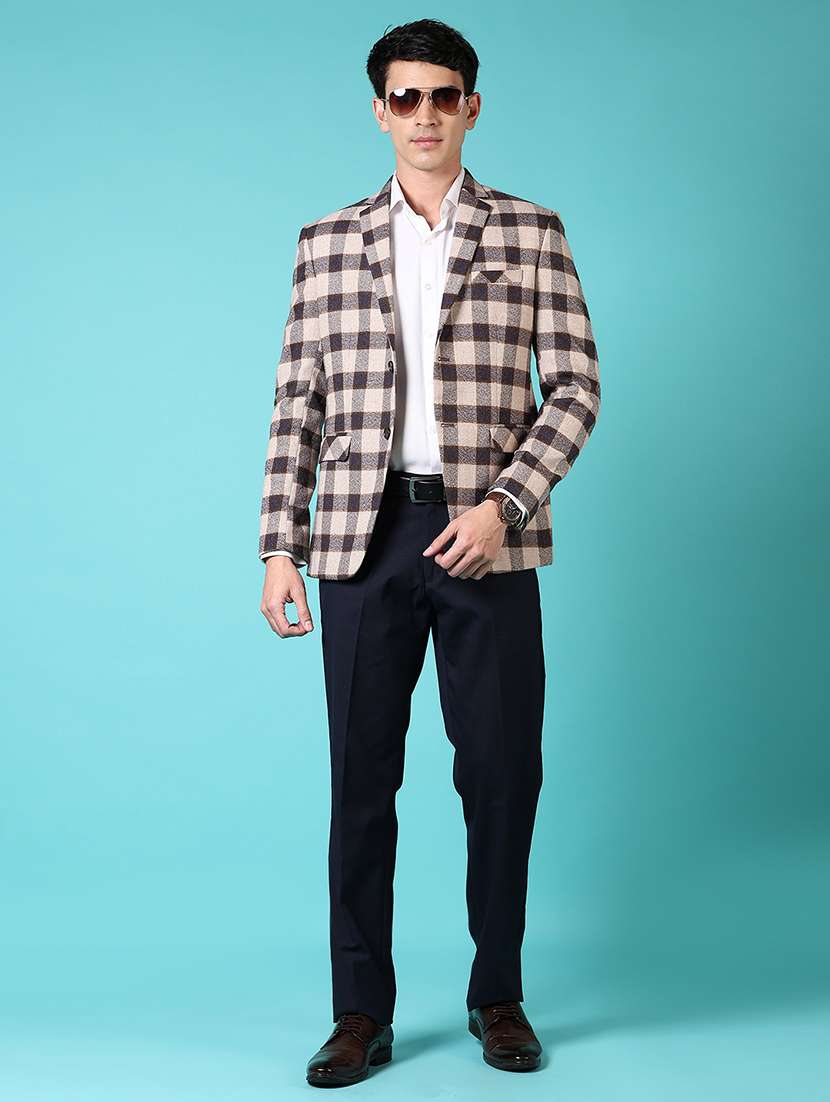 men checkered long sleeve single breasted blazer - 21681162 -  Standard Image - 4