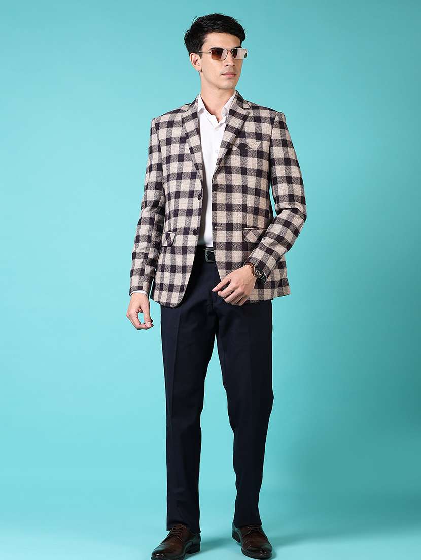 men checkered long sleeve single breasted blazer - 21681163 -  Standard Image - 4