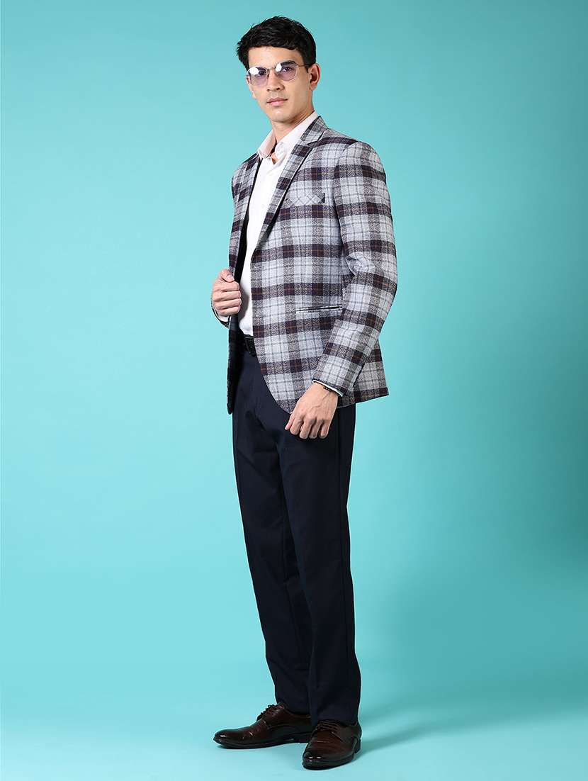 men checkered long sleeve single breasted blazer - 21681164 -  Standard Image - 4