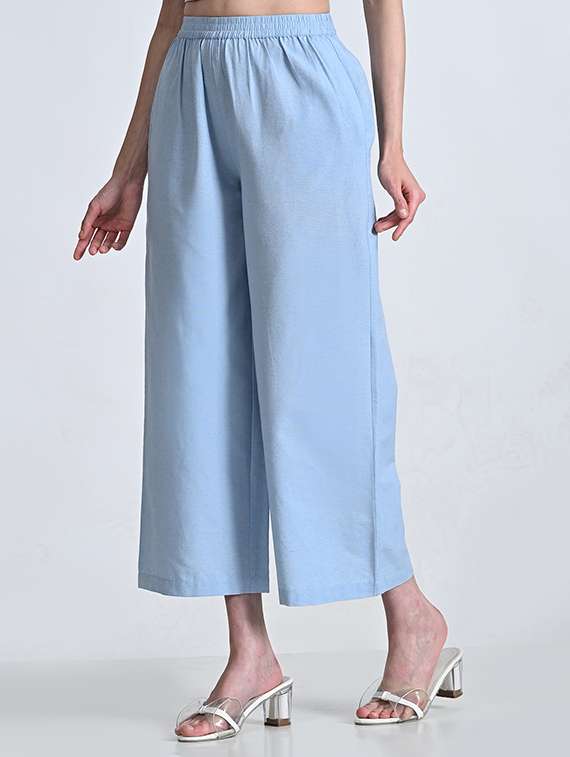 women solid high rise flared palazzo - 21681170 -  Standard Image - 1