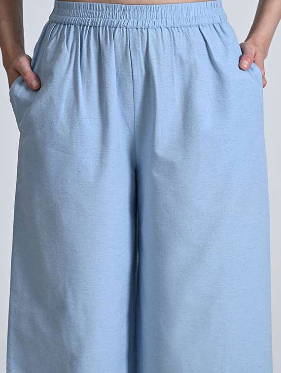 women solid high rise flared palazzo - 21681170 - Standard Image - 4