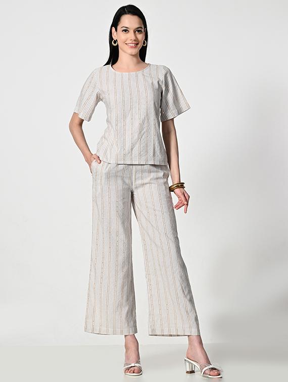 women striped high rise flared palazzo - 21681171 - Standard Image - 4