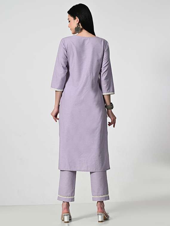 women three quarter sleeve kurta pant with dupatta set - 21681192 - Standard Image - 4