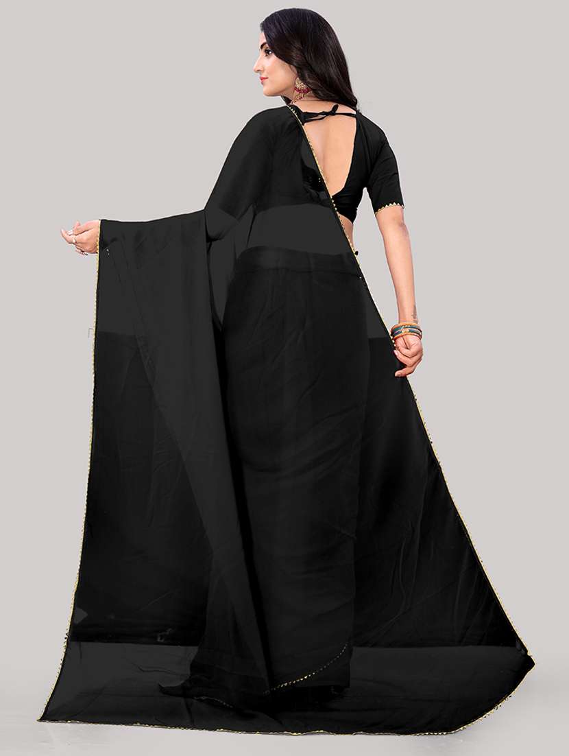 women solid gota work saree with blouse - 21681379 -  Standard Image - 1