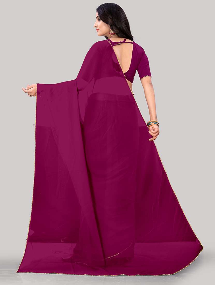women solid gota work saree with blouse - 21681382 - Standard Image - 1