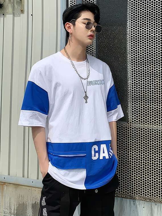 men color block short sleeve oversized t-shirt