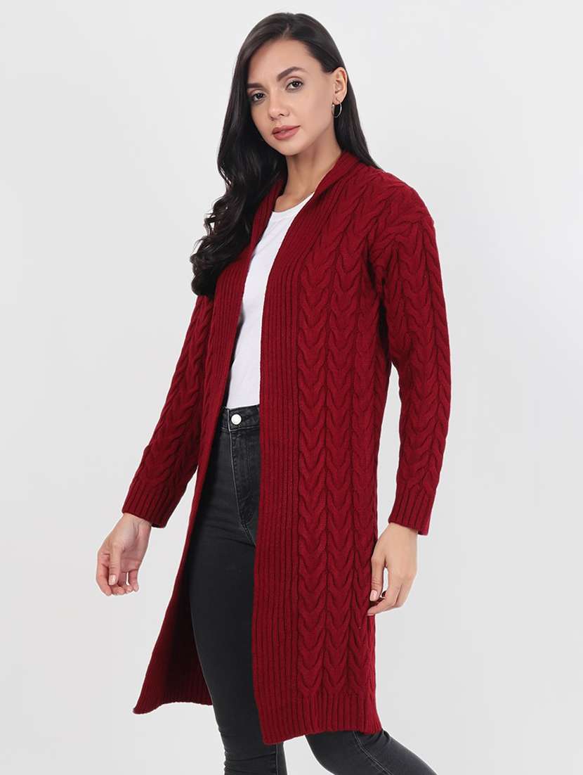 women acrylic solid long sleeve shrug - 21681854 -  Standard Image - 1