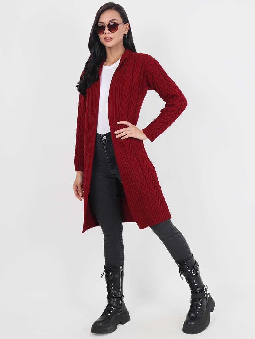 women acrylic solid long sleeve shrug - 21681854 -  Standard Image - 4