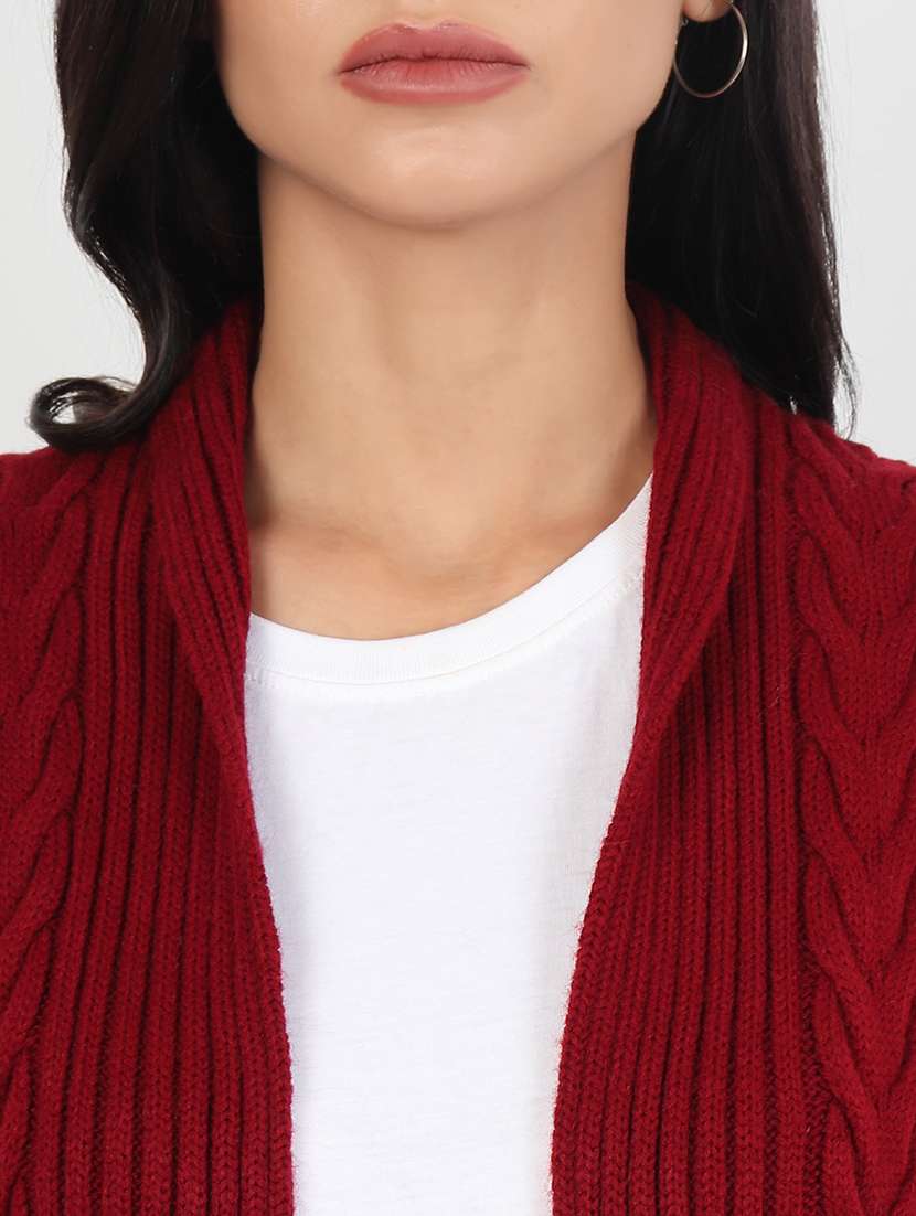 women acrylic solid long sleeve shrug - 21681854 -  Standard Image - 6