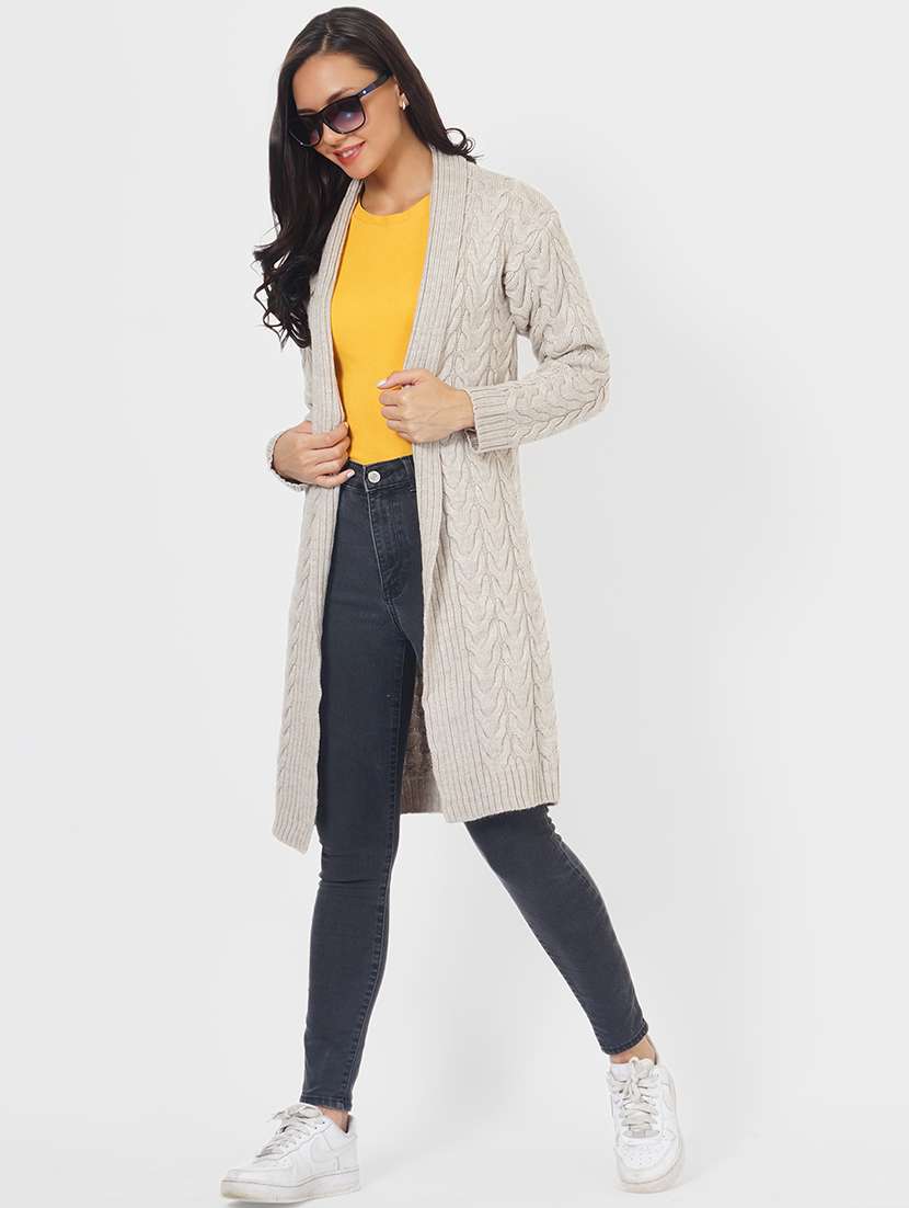 women acrylic solid long sleeve shrug - 21681855 -  Standard Image - 4