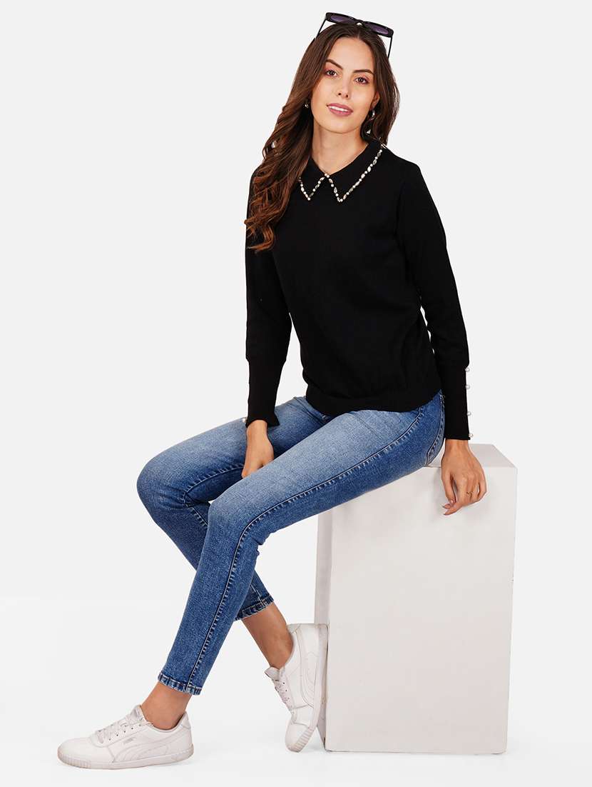 women embellished long sleeves pullover - 21681873 - Standard Image - 4