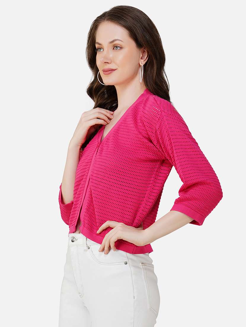 women self design three quarter sleeve regular top - 21681884 -  Standard Image - 1