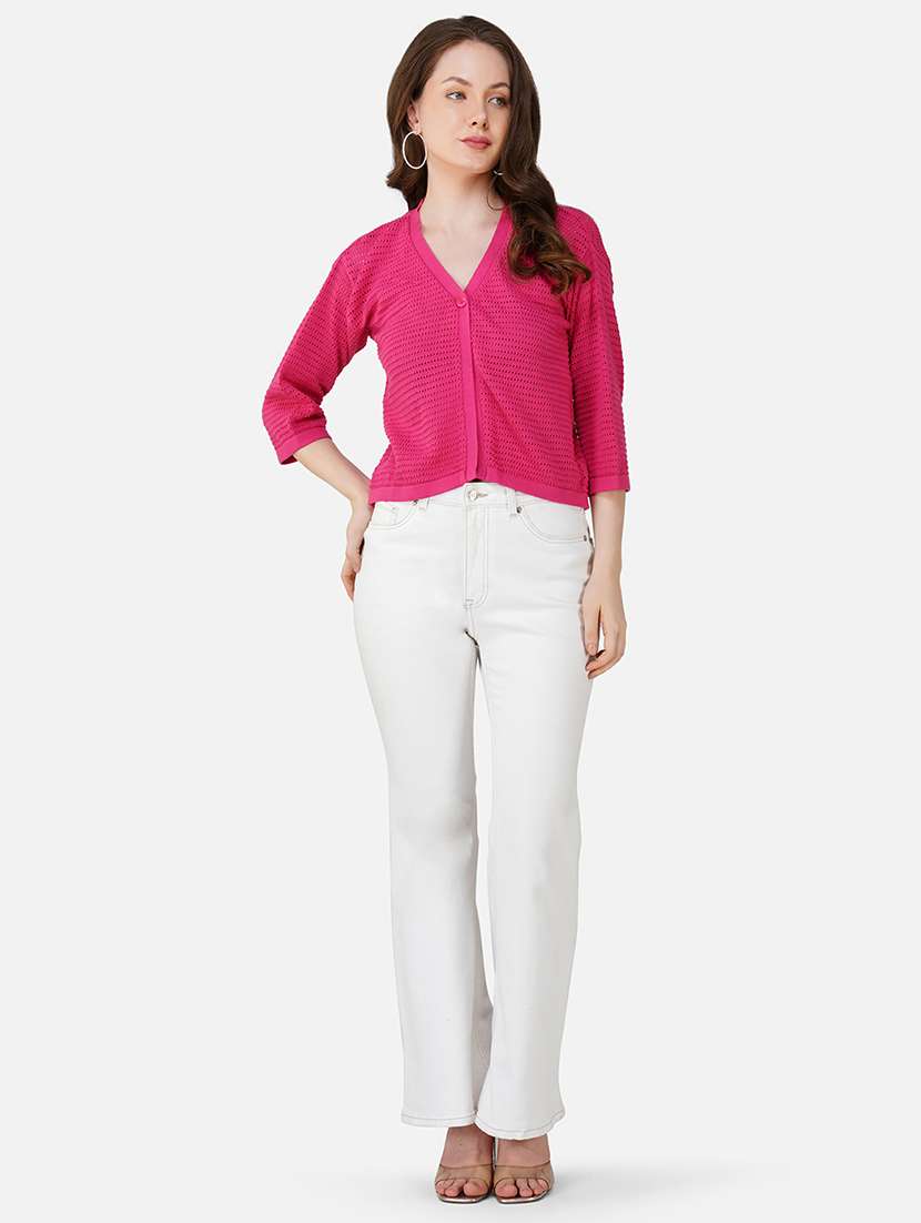 women self design three quarter sleeve regular top - 21681884 -  Standard Image - 4