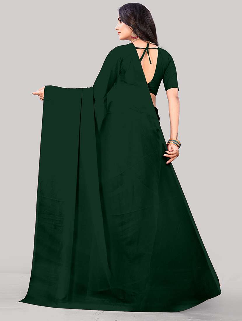 women green solid saree with blouse - 21681916 - Standard Image - 1