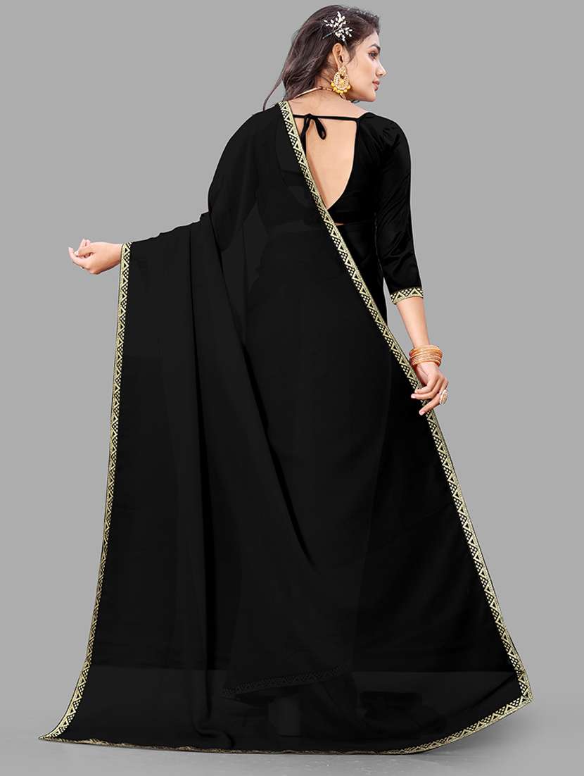 women solid lace work saree with blouse - 21681920 - Standard Image - 1